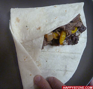 Burrito with Beef Steak, Bell Peppers and Pinto Beans